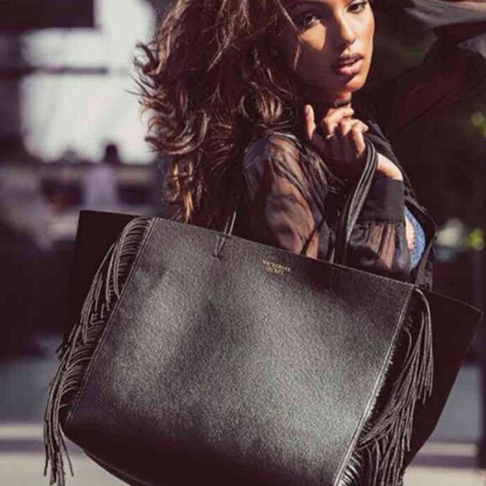 Victoria's Secret Black Tote with Fringe Details - Picture 2 of 7